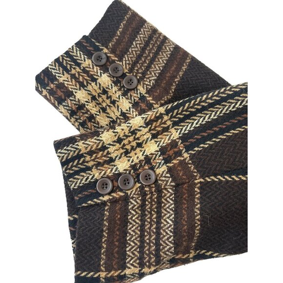 Vintage Worthington Wool Blend Plaid Blazer 16W Brown‎ Checkered Retro Academia - Picture 4 of 5